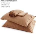 Bedsure King Size Sheets Set, Cooling Sheets for Hot Sleepers, Rayon Derived from Bamboo, Breathable & Soft, Deep Pocket Up to 16 Inches, Hotel Luxury Silky Bedding, Khaki