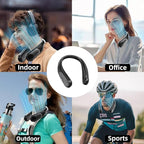 Portable Neck Fan,Personal Wearable Bladeless Fan,LED Display,4-Speeds,6000mAh USB Rechargeable,360° Strong Cooling Wind,Hands Free,White Elephant Gift,Christmas Gifts for Men Women Dad Mom (Black)