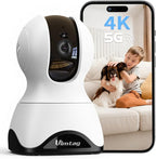 VIMTAG Security Camera Indoor, 4K UHD Pet Camera with Phone App for Dog/Cat, 360° Pan/Tilt Cameras for Home/Nanny/Baby/Room, Night Vision, Motion Tracking, 5G/2.4GHz WiFi, 2-Way Audio, Cloud & SD Card