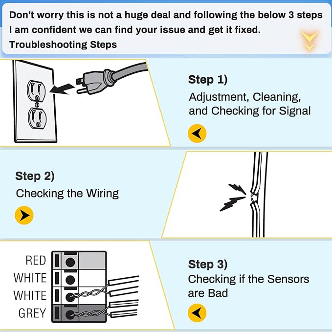 41A5034 Safety Sensor Kit, Replacement for Craftsman/Chamberlain/Liftmaster Garage Door Sensor, Compatible with Liftmaster/Chamberlain/Craftsman Garage Door openers Made After 1997