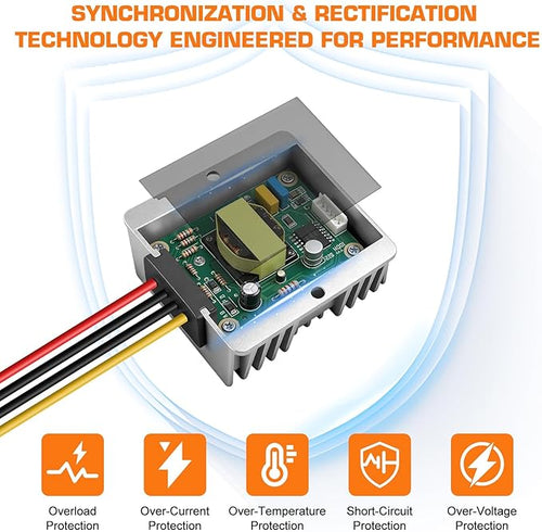 36V 48V to 12V Converter 20A 240W Waterproof DC-DC Step Down Voltage Regulator Reducer with Fuse, Buck Power Supply Transformer for Golf Cart, Forklift, Car