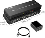 DisplayPort Splitter for 4 Monitors, Three DP with HDMI Adapter 8K@60Hz Extended Display 1 in 4 Out DisplayPort MST Hub for Multiple Monitor, Compatible with Computer, Graphic Card, PC