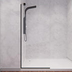ANZZI 74 X 34 Inch Frameless Fixed Glass Shower Screen Shower Door in Matte Black | Screen Water Repellent Clear Tempered Glass Single Panel for Shower Room | Glass Screen Frame Hardware Complete Kit