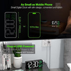KOSUMOSU Digital Alarm Clocks for Bedrooms,6.7in Black Small Digital Clock for Bedroom, Auto Dimming,Date,Week,Seconds or Indoor Temperature,Desk Clocks for Living Room,LED Alarm Clock Calendar