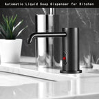 Touchless Automatic Soap Dispenser for Kitchen Bathroom Sink Built in Liquid Commercial Electric Soap Dispenser with Bottle and Pump Matte Black