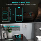 KOSUMOSU Small Digital Clock for Bedroom, 6.7in Desk Clock, Auto Dimming, Room Temperature, Day of The Week, Date, Seconds, Alarm Clocks for Bedrooms, Clocks for Living Room