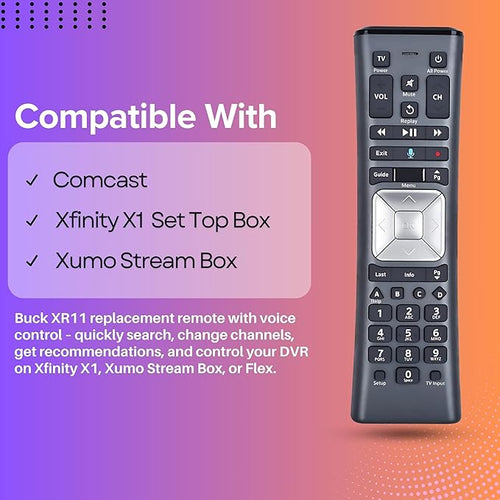 2 Pack XR11 Xfinity Remote Control Replacement – Universal IR/RF Remote for Cox & Comcast, Easy Pairing, Voice Search, Backlit Keys, Compatible with X1, XG1, Xi3 Cable Boxes/DVR Receivers