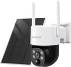 xmartO Solar/Battery-Powered Wire-Free PTZ Home Security Camera Wireless Outdoor/Indoor CCTV Surveillance (Non-Stop Solar Power, Rechargeable Battery, Floodlights, SD/NVR/Cloud)