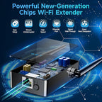 2026 WiFi Extender Signal Booster, New Gen Internet Booster for Home, 4X Faster, Covers up to 10,000 sq.ft, Wi-Fi Repeater with Ethernet Port, Wireless Long Range Amplifier, Easy Setup (Black)