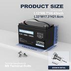 WOXABHSL 2PCS 12V 100Ah LiFePO4 Lithium Battery, Built-in 100A BMS, 15000+ Deep Cycles, Max 1280W Power Output, FCC&UL Certificates, Perfect for RV, Solar, Marine, Off-Grid