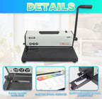 Rayson PD-1501 Coil Binding Machine with Electric Coil Inserter - Professionally Bind Presentations Documents, 4:1 Pitch with 46 Round Holes Spiral Binder