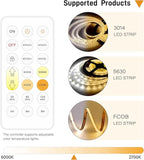Pandery CCT LED Controller Kit,iOS/Andriod App Control 2.4G RF Wireless Remote Control,CCT LED Controller/Dimmer,for 2PIN CCT LED Strip Light,with Timing Function,Music Mode,Group Control