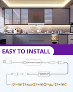 HitLights White LED Strip Lights Kit with Remote & 12V Power Supply, 16.4ft High Density Dimmable Tape Light 4000K, 600 LEDs, 300Lm/ft, UL Listed, Flexible Rope Lights for Bedroom, Kitchen, Cabinet