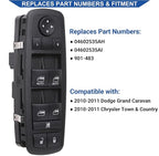 Obaee Window Switch Power Control Button Front Left Driver Side Compatible with 2010-2011 Dodge Grand Caravan/Chrysler Town & Country, Replacement OEM 04602535AI, Double Autos 3+0 Pinss