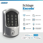 SCHLAGE BE489WB GRW 625 Encode WiFi Deadbolt Smart Lock, Keyless Entry Touchscreen Door Lock with Greenwich Trim, Bright Chrome