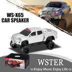 WSTER WS-X65 Pickup Truck Replica Bluetooth Speaker – HD Sound, FM Radio, TWS Stereo, LED Party Lights, USB/TF Playback, Built-in Mic – Cool Portable Car Design Speaker for Outdoors & Home (Silver)
