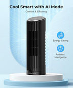 Abolee Tower Fan for Bedroom, 23ft/s Desk Fan with Remote, 70° Oscillating Desk Fan, 4 Speeds, 4 Modes,12Timer, 13'' Bladeless Portable Fan for Bedroom Office Home Black