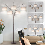 Fansdrick Dimmable Floor Lamp - Arc Floor Lamps for Living Room, 4000LM Super Bright Modern Tall Standing Lamp with Black Shades & Heavy Base, Mid Century Tree Floor Lamp for Bedroom Office