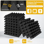 Saiqiang 24 Pack Sound Proof Foam Panels for Walls, 2"X 12" X 12" Pyramid Designed Acoustic Foam Panels Sound Absorbing, Noise Cancelling Dampening Wall Panels for Studio Recording & Office & Home
