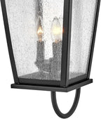 Hinkley Kingston Large Wall Mount Lantern - Oversized Sweeping Roof & Arms, Aluminum, Clear Seedy Glass - Black Finish