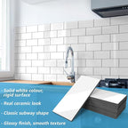 Art3d 102-Piece Peel and Stick Wall Tile for Kitchen Backsplash, Bathroom, Fireplace, 3in. × 6in. Stick on Subway Tile, Glossy White