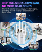 2026 New WiFi Extender Signal Booster, Long Range up to 13355Sq.ft, Wireless Internet Repeater Routers Signal Amplifier for Home, Office, Garage, 8X Faster Access Point with Ethernet Port, 1-Tap Setup