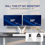 VIVO Dual Monitor up to 32 inches and 19.8 lbs per Screen, Mechanical Arm Desk Mount, Articulating Counterbalance, VESA Stand, Classic, White STAND-V002OW