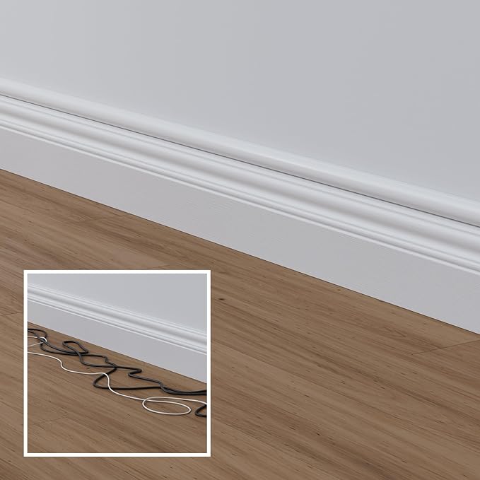 D-Line 31.4in TV Cord Hider, Patented Half Round Cable Cover, Hide Wall Mount TV Wires, Hinged One-Piece Cable Concealer, Adhesive, Decorative Raceway - 2X 1.18in W x 0.59in H x 15.7in L - White