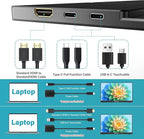 InnoView Portable Monitor Touchscreen 15.6" 1080P 10-Point Touch Screen Monitor Portable with Protective Sleeve Built-in Stand, 1200:1 HDMI USB C Travel Monitors for Laptop, PC, Phone