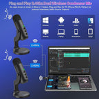 ZealSound Podcast Microphone, Podcast Equipment Bundle for iPhone PC iPad Android, Dual Wireless USB Mic 2.4GHz with Noise Reduction, Tap to Mute, Monitor Gain for Streaming, Recording, YouTube,TikTok