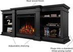 Real Flame Fresno 72" TV Stand with Electric Fireplace in Black, Entertainment Center with Electric Fireplace, Living Room TV Stand with Fireplace, fits up to 70" TV
