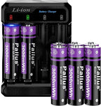 Pallus 1.5v Rechargeable Lithium AA Batteries with Charger - 8 Pack Long Lasting Double A Battery for Blink Camera, High Capacity AA Rechargeable Batteries, Cycles 1600x, Ideal for High-Drain Devices