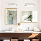 Oak Wood Effect Framed Wall Mirror, 22x30 Rectangle Mirror, Anti-desilvering Tempered Glass, Sustainable& Sturdy Frame, Anti-Rust, HD Reflection &3min Fast Setup for Bathroom Living Room
