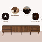 Merax Mid Century 78" TV Stand, Modern Fluted Entertainment Center for TVs up to 85", Media Console with 4 Storage Cabinets for Living Room, Office