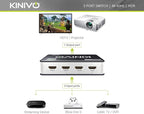 Kinivo HDMI Switch 3 in 1 Out 4K 60Hz (HDR 10, High Speed 18Gbps, IR Remote, HDCP2.2, Dolby Vision, VRR) - 350BN Switcher Compatible with Roku, PS5, Xbox, Apple TV, Nintendo Switch 2, Cable Box