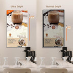 Canlarriz Digital Signage Display 50 inch Wall Mount Digital Menu Board for Restaurants and Stores Advertising Screen 1000 nits Ultra-High Brightness 4K UHD Free Web Content Editor Android 4GB + 32GB