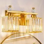FDPBY Gold Bathroom Vanity Lights Crystal Vanity Light Bathroom Lighting Fixtures 2 Light Modern Vanity Lighting Fixtures