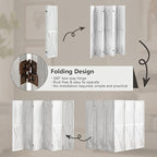 ALeesing 6 Panel Pegboard Room Divider, 5.6Ft Pegboard Display Folding Privacy Screens, Wood Room Divider Peg Board Display Freestanding for Trade Show Craft Show Home Wall Organizer, Retro White