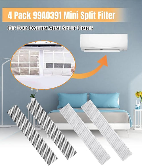 4 Pack 99A0391 Mini Split Air Filter Replacement Compatible With Daikin Mini Split Units,Without Frames