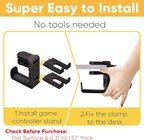 3 in 1 Under Desk Headphone Hanger with Adjustable Clamp Mount, 2 Controller Slots & 1 Headset Universal Holder Stand, Rotatable Hook Rack & Cable Organizer, for Home Gaming Xbox ps5 - Black
