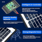 POWOXI 10W 12V Magnetic Solar Battery Trickle Charger Maintainer, Built-in MPPT Intelligent Charge Controller, Waterproof Solar Trickle Charger Alligator Clip for Car RV Motorcycle Marine, etc.
