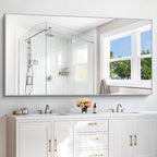 30x72inch Bathroom Mirror, Silver Rectangle Mirror with Thin Metal Frame, Large Rectangular Wall Mirror for Bathroom, Living Roomm, Hair Salon, Big Farmehouse Mirrors Hang Horizontal/Vertical