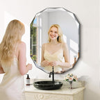 GLASHOM Frameless Bathroom Mirror, 30x40 inch Frameless Wall Mirrors Beveled Edge Wall Mounted, Oval Mirror for Bathroom, Living Room, Over Sink, Entryway Mirror Horizontal or Vertical