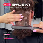 TYMO Ring Plus Ionic Hair Straightener Brush - Straightening Comb with Negative Ions for Women, Titanium Coating, 9 Temp Settings & LED Display, Dual Voltage, Professional Styling Tools
