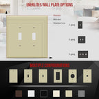 ENERLITES Double Toggle Switch Cover, Two Gang Light Switch Wall Plate, Gloss Finish, Oversized 2-Gang 5.5" x 5.5", Unbreakable Polycarbonate Thermoplastic, UL Listed, 8812O-I, Ivory