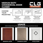 CLG HARDWARE DC6003 Medium Duty Commercial Door Closer - Surface Mounted, Automatic Door Closer, Cast Aluminum,UL 3 Hour Fire Rated, Size 3 for Residential & Light Commercial Doors - US19 Matte Black