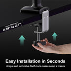 NearHub Dual Monitor Desk Mount for 13-32" Computer Screen,Adjustable Gas Spring Monitor Arm,Each Arm Holds 4.4 to 22 lbs,Swivel/Tilt/Rotation,VESA 75X75mm 100X100mm,C Clamp & Grommet Mounting Base