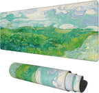Desk Mat, Field Landscape Oil Painting Extended Gaming Mouse Pad Large, 31.5"x11.8" Big Mouse Pad with Non-Slip Base and Stitched Edge, Long Computer Keyboard Mouse Mat for Home Office Work