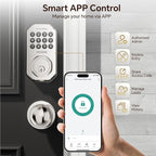 VCHOO Keyless Entry Door Lock Set Smart Locks for Front Keypad Door Lock with Handle Automatic Lock One Time Password Anti Peeping Password IP54, Satin Nickel