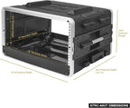 Sound Town Lightweight 6U PA DJ Rack/Road Case with 5U Rack Space, ABS Construction, 19” Depth, Retractable Handle, Wheels and Heavy-Duty Latches (STRC-A6UT)